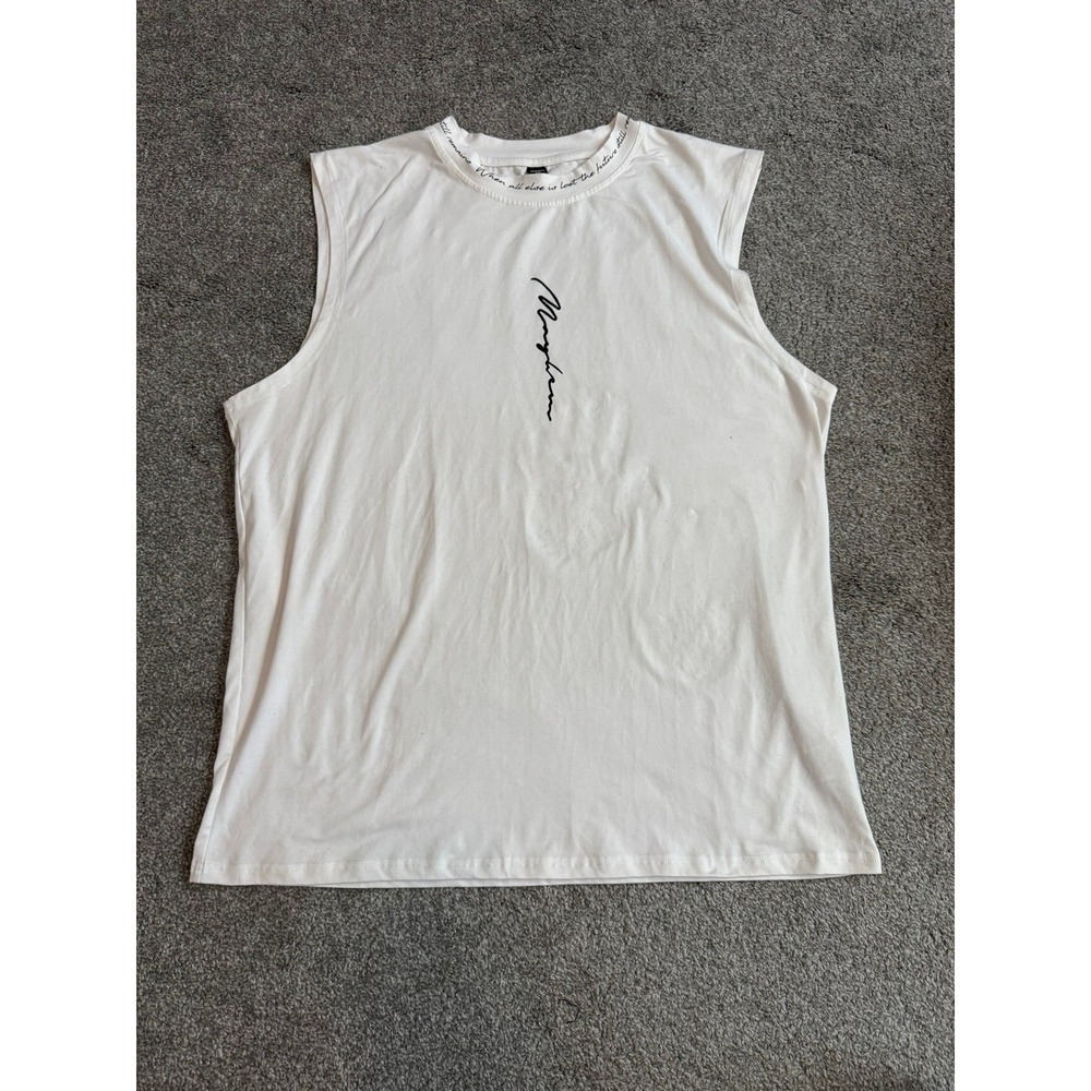 BoohooMAN Mens White Sleeveless Shirt and Shorts 2 Piece Set XXL